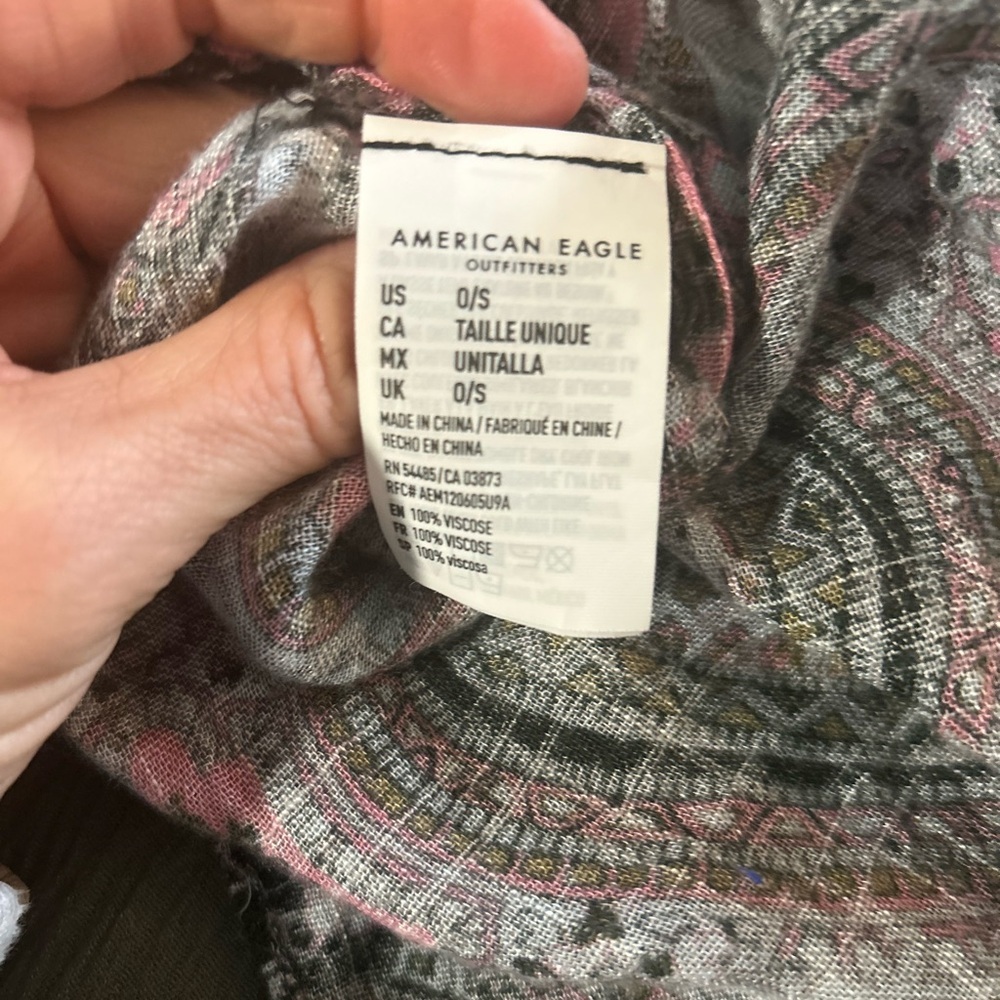 American Eagle Boho Paisley kimono sheer lightweight cardigan Open-Front Shrug - Picture 8 of 10